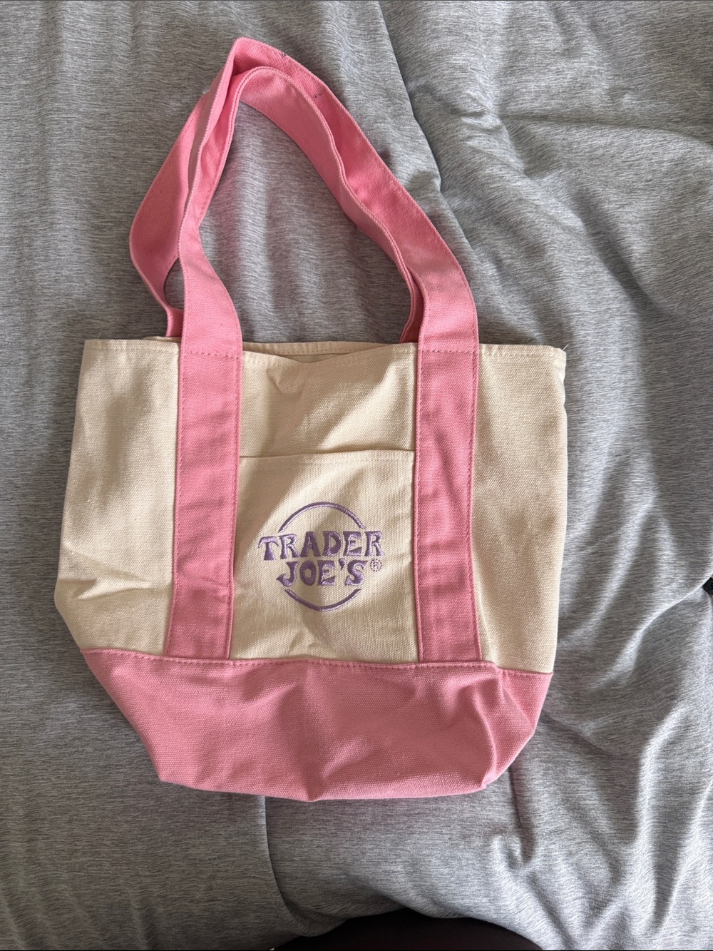 Trader Joe’s mini Pink & Cream Canvas Tote Bag
